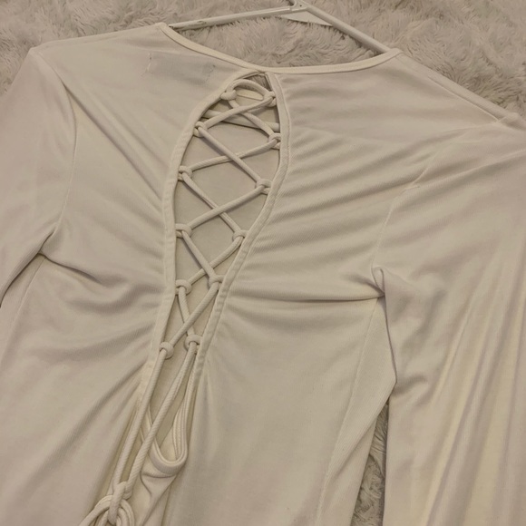 White Laceup Bodysuit - Picture 2 of 4